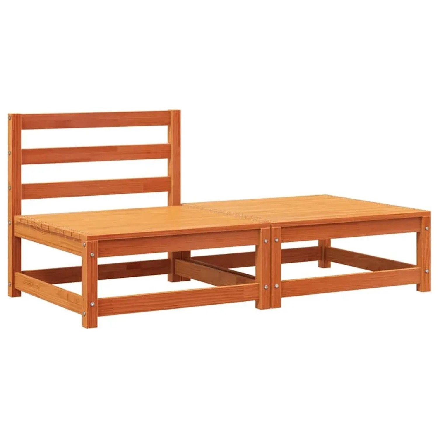 vidaXL Gartensofa ohne Armlehnen mit Fußhocker Wachsbraun Kiefernholz 837960