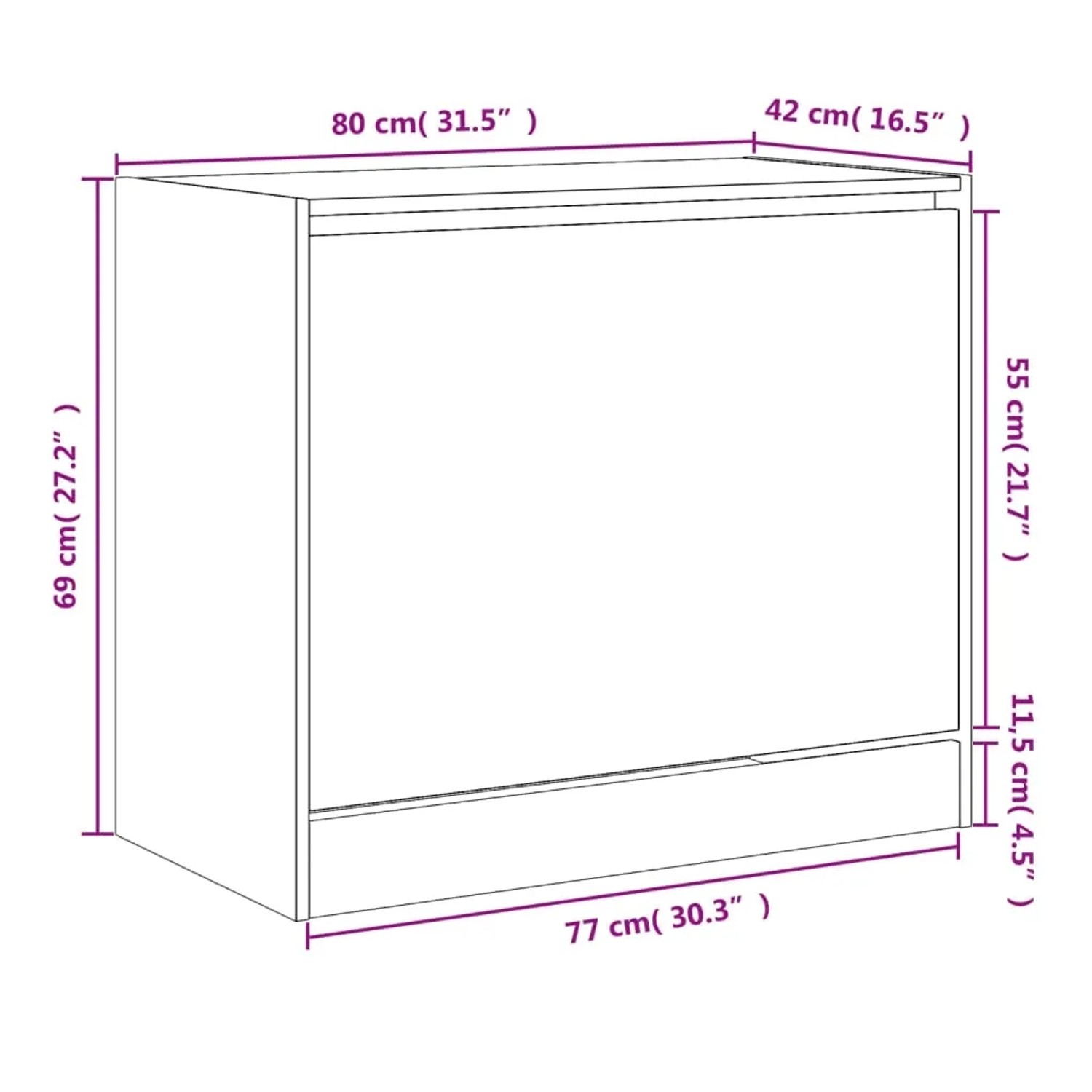 vidaXL Schuhschrank Sonoma-Eiche 80x42x69 cm Holzwerkstoff 840003_9