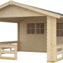Skan Holz Gartenhaus Alicante 2, unbehandelt, mit Anbau und überdachter Fläche. Ideal als Holz-Gartenhaus.