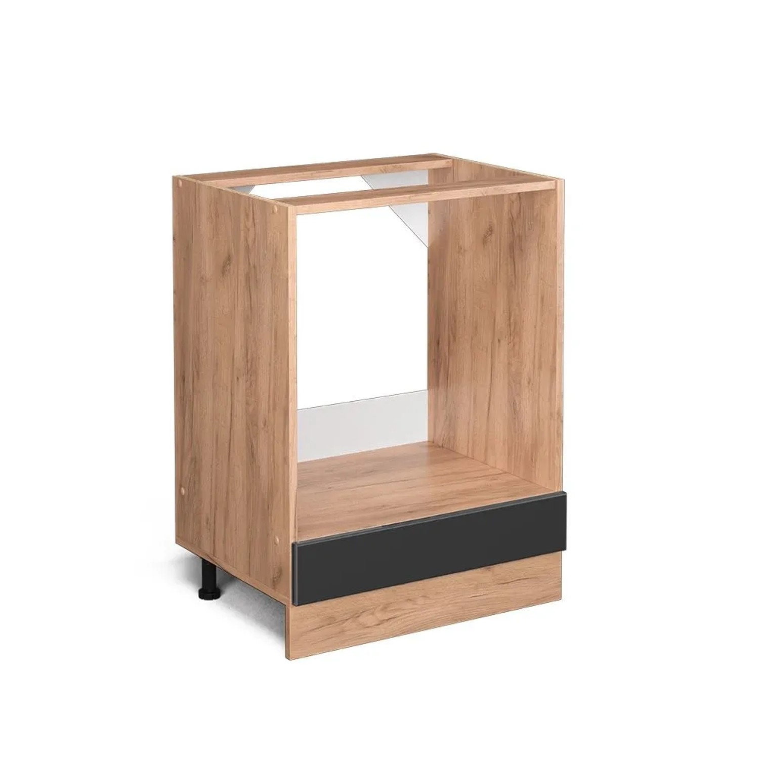 Vicco Herdumbauschrank R-Line Anthrazit Hochglanz Goldkraft Eiche 60 cm ohne Arbeitsplatte