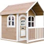 Axi Alex Spielhaus aus Holz, braun-weiß mit Veranda und Briefkasten.