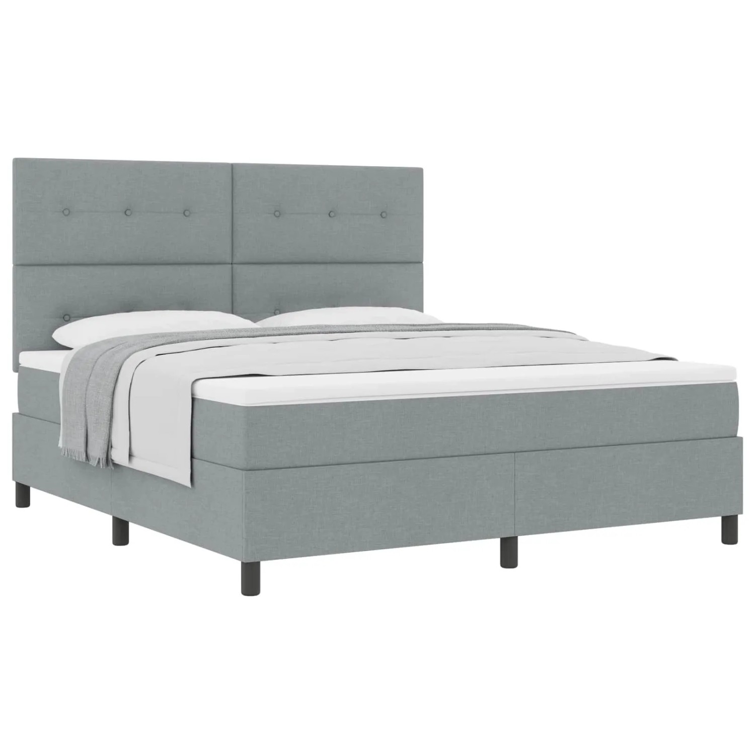 vidaXL Boxspringbett mit Matratze Hellgrau 180 x 200 cm Stoff 3339406