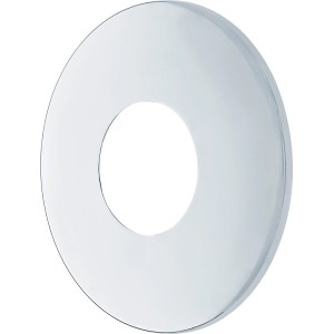 Verchromte Scharnierrosette, Ø 24,1 mm, zur Abdeckung von Wanddurchbrüchen.
