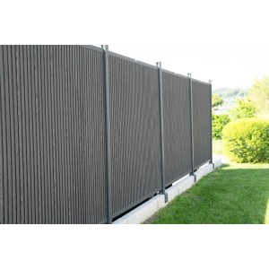 Home Deluxe WPC-Sichtschutzzaun Callado Premium, 4 Elemente in Anthrazit mit Aluminium-Pfosten.