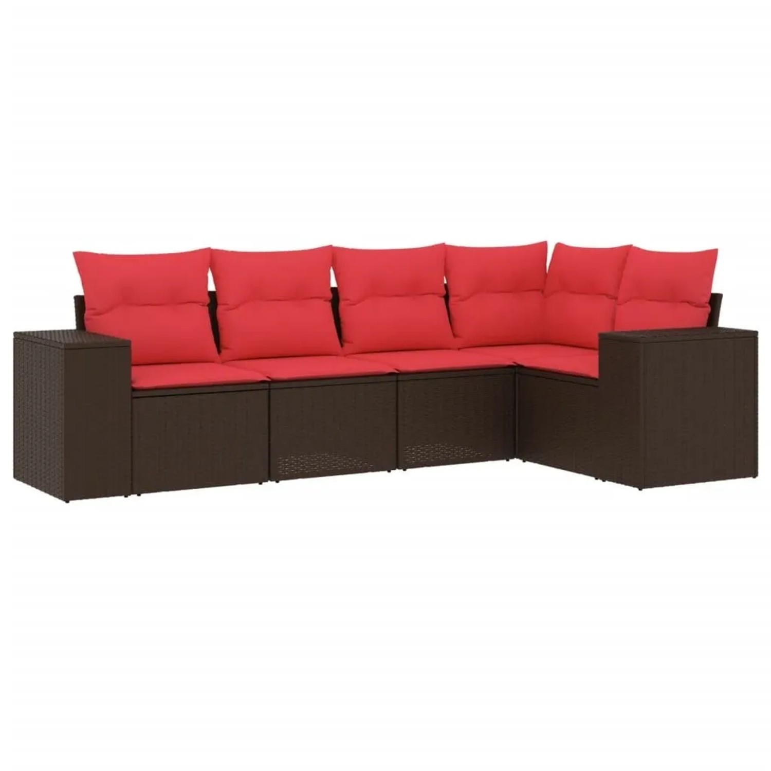 vidaXL 5-Tlg Gartensofa-Set mit Kissen Braun Polyrattan 3222533