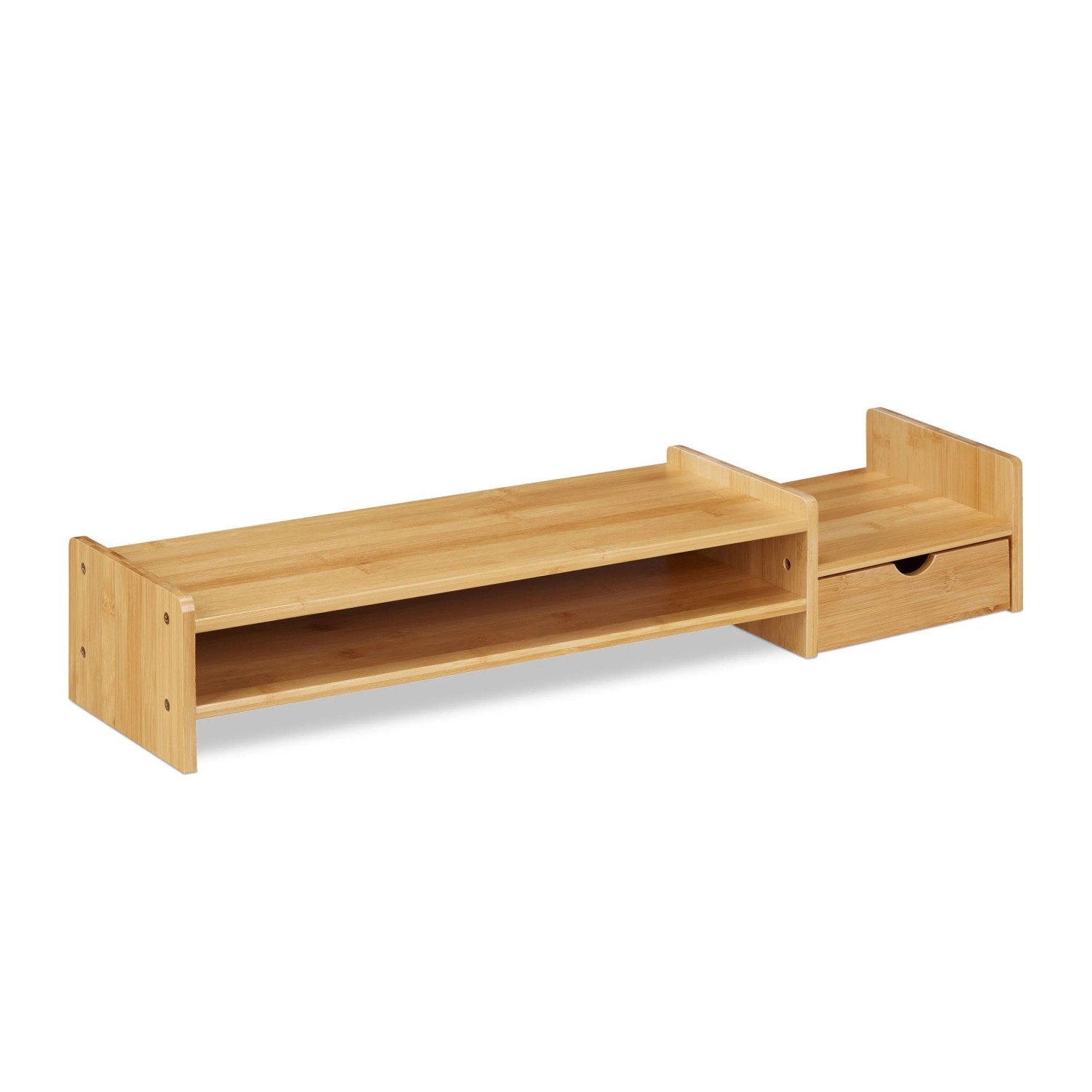 Relaxdays Monitorständer Bambus Natur mit Schublade 12 cm x 70 cm x 19 cm 2,2 kg