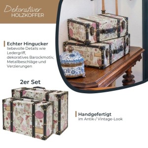 HMF VKO105 Vintage Vintage Koffer Truhe Holzkiste Holz 2er Set Versch Größen Deko Barock