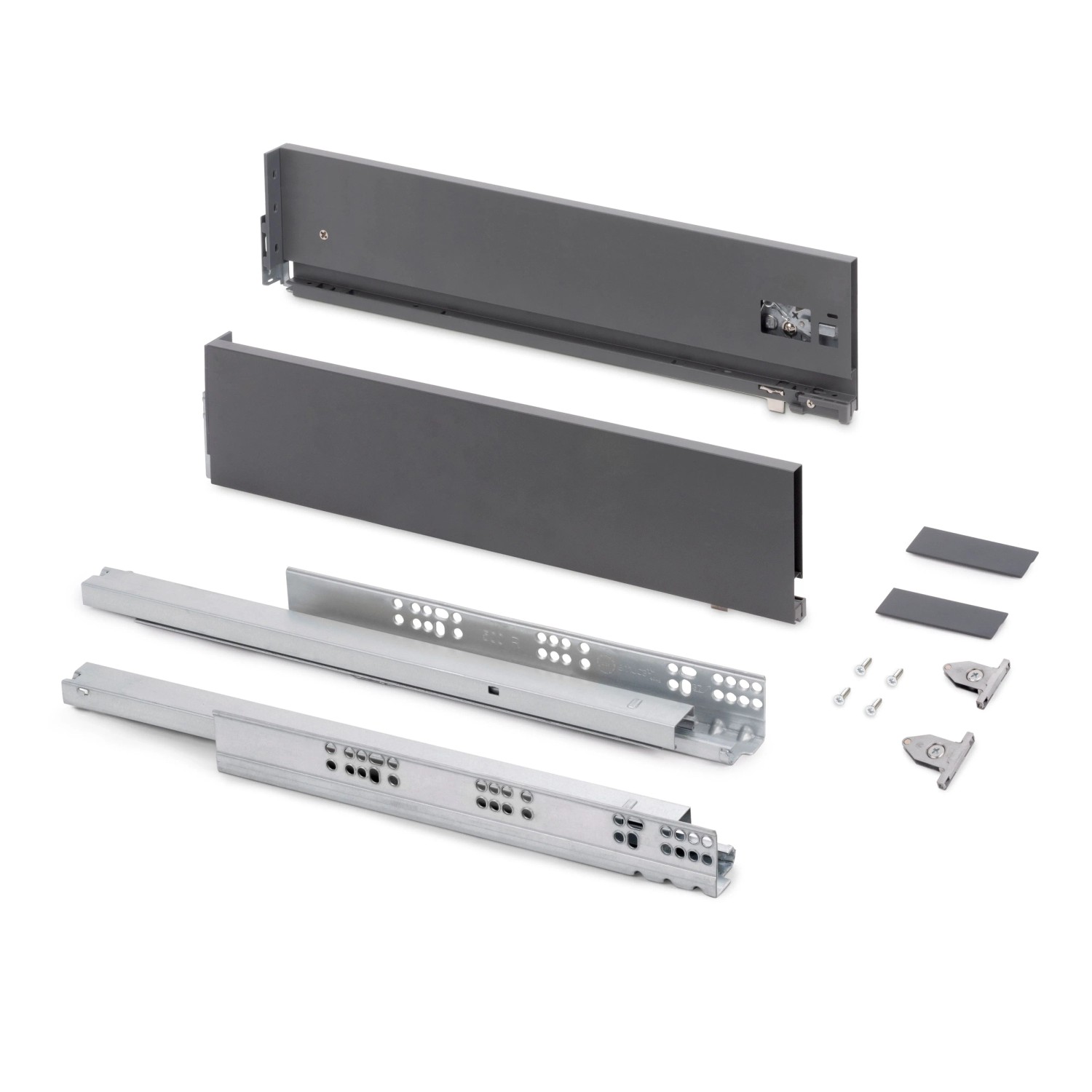 Emuca Aussenschublade Vertex mit 3D-Regelung Höhe 131 mm 40 kg Tiefe 550 mm Stahl Grau Anthrazit