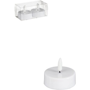 Mica Decorations LED Teelichter, 2er-Set, weiß, 4,6x3,8cm. Stimmungsvolle LED-Kerzen für gemütliche Atmosphäre.