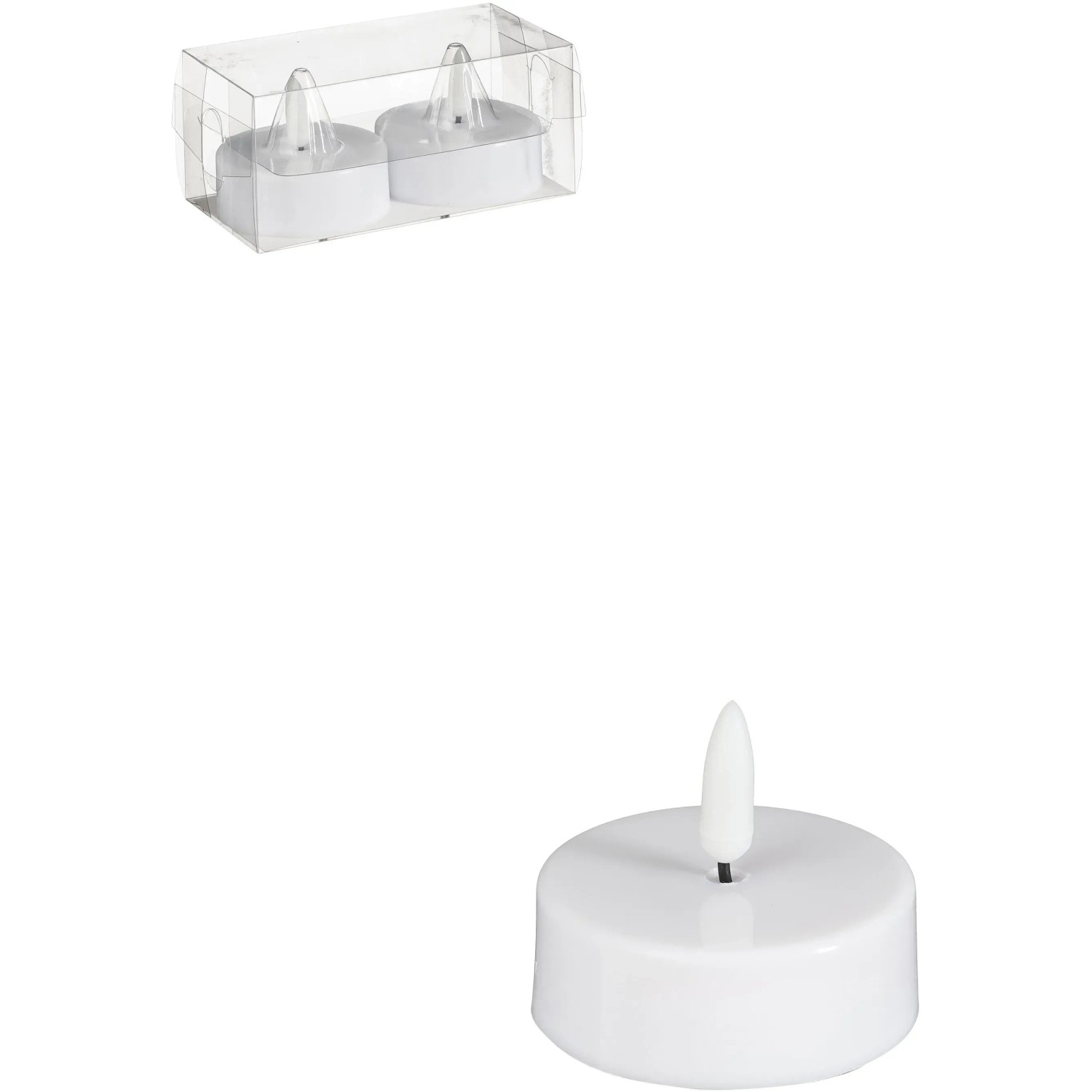 Mica Decorations Teelicht LED 4,6 cm x 3,8 cm Weiß 2 Stück