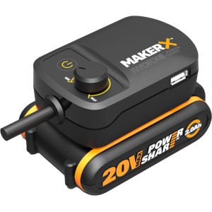 Worx MakerX Akku-Adapter HubX WA7161 mit 20V Akku. Zubehör für Akkugeräte mit USB-Port und Geschwindigkeitsregler.