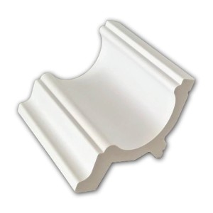 Musterstück einer weißen ORAC Eckleiste/Deckenleiste, ca. 10 cm lang.