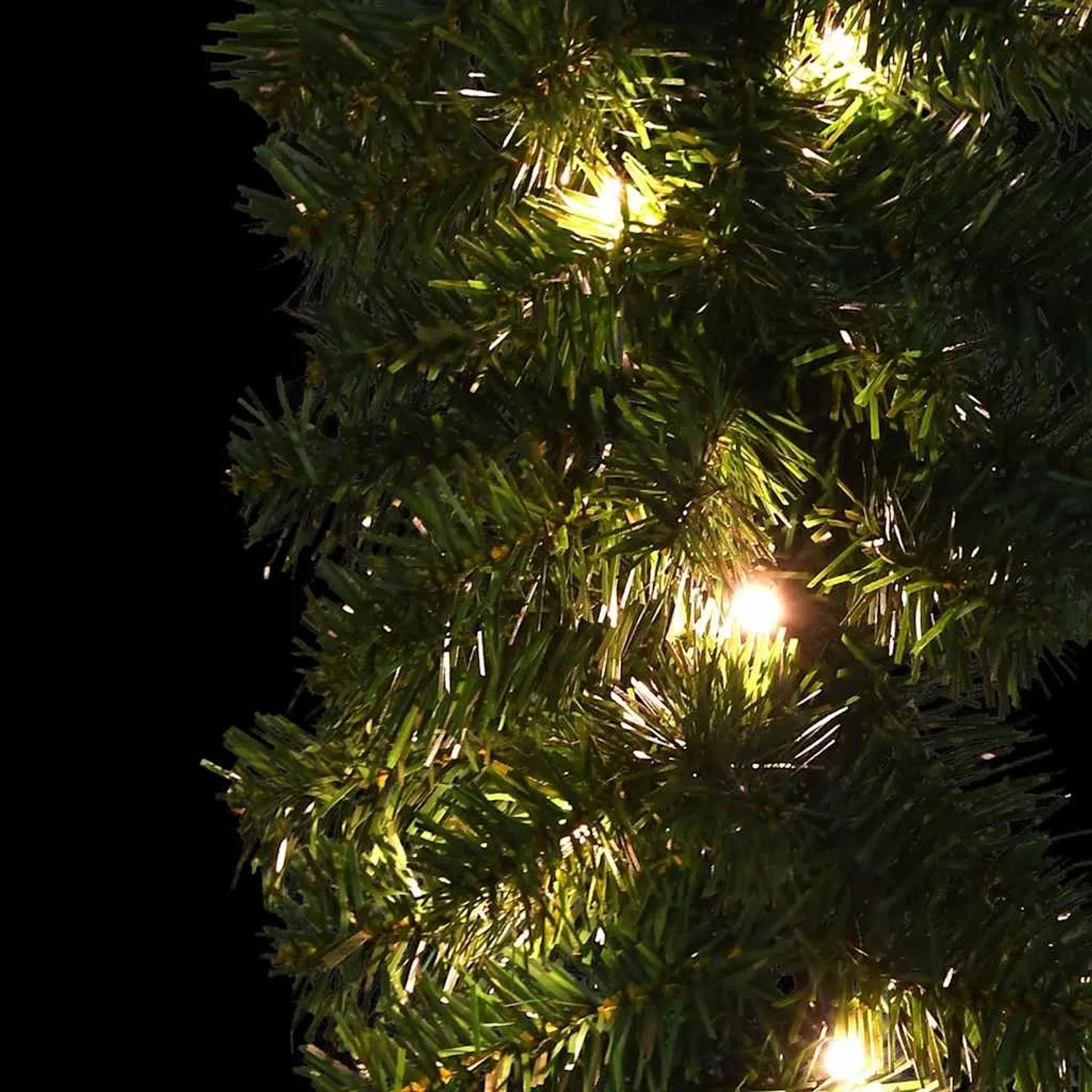 Grüne vidaXL Weihnachtsgirlande mit 75 warmweißen LED-Leuchten, detailreich und festlich beleuchtet.