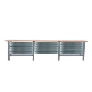PROREGAL Werkbank BUFFALO WOOD Mit 15x Schublade HxBxT 86,5x300x75cm Traglast 1000kg Grau