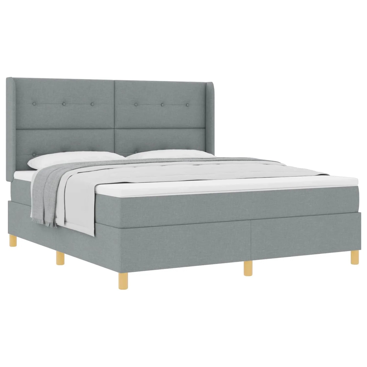 vidaXL Boxspringbett mit Matratze Hellgrau 180 x 200 cm Stoff 3341847 günstig online kaufen