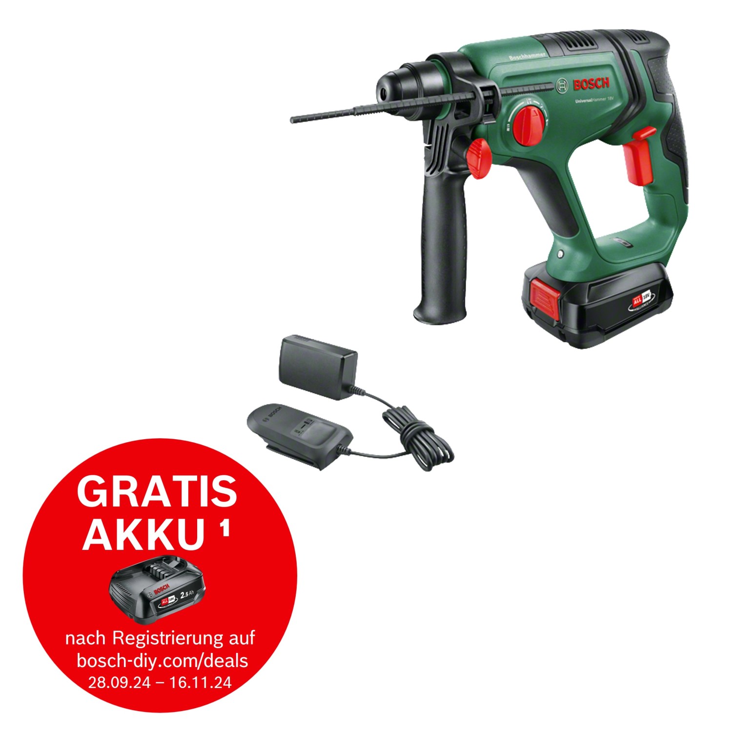 Bosch 18 V Akku-Bohrhammer Bosch Universal Hammer 18V inkl. 2,5 Ah Akku