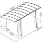 Technische Zeichnung: Palram Canopia Carport Arizona Extra Kit mit Maßen.
