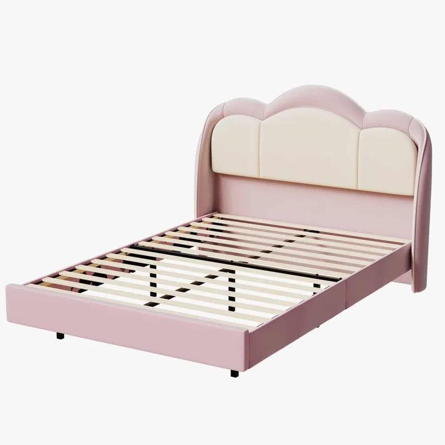 HOMAVO Kinderbett mit LED Beleuchtung für Mädchen und Jungen Einzelbett Metallgestell 140x200cm Pink