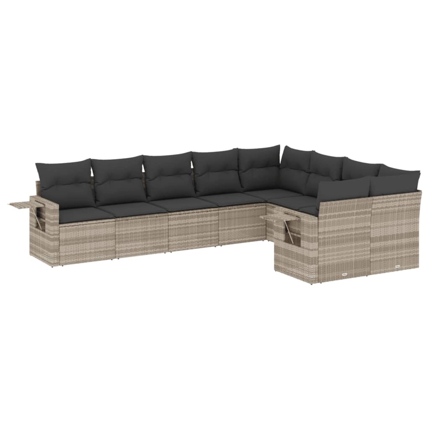 vidaXL 9-Tlg Garten-Sofagarnitur mit Kissen Hellgrau Poly Rattan 3252979 günstig online kaufen