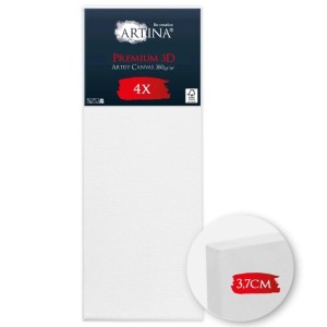 Artina Premium 3D Keilrahmen 50x150cm, 4er-Set, weiße Leinwand für Künstler.