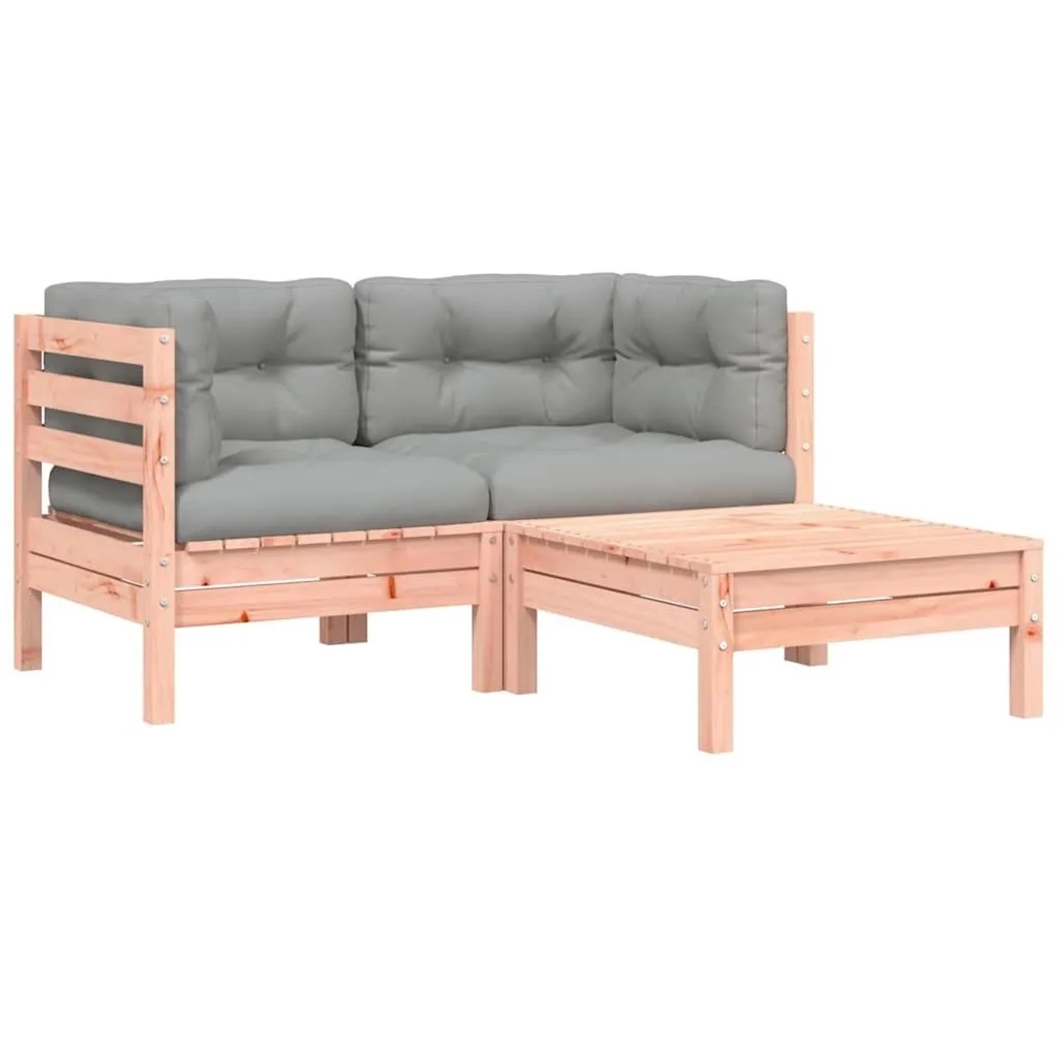 vidaXL Gartensofa mit Kissen und Hocker 2-Sitzer 838179
