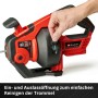 Einhell Akku-Rohrreiniger TE-DA 18/760 Li Solo: Detailaufnahme der Reinigungsöffnung.
