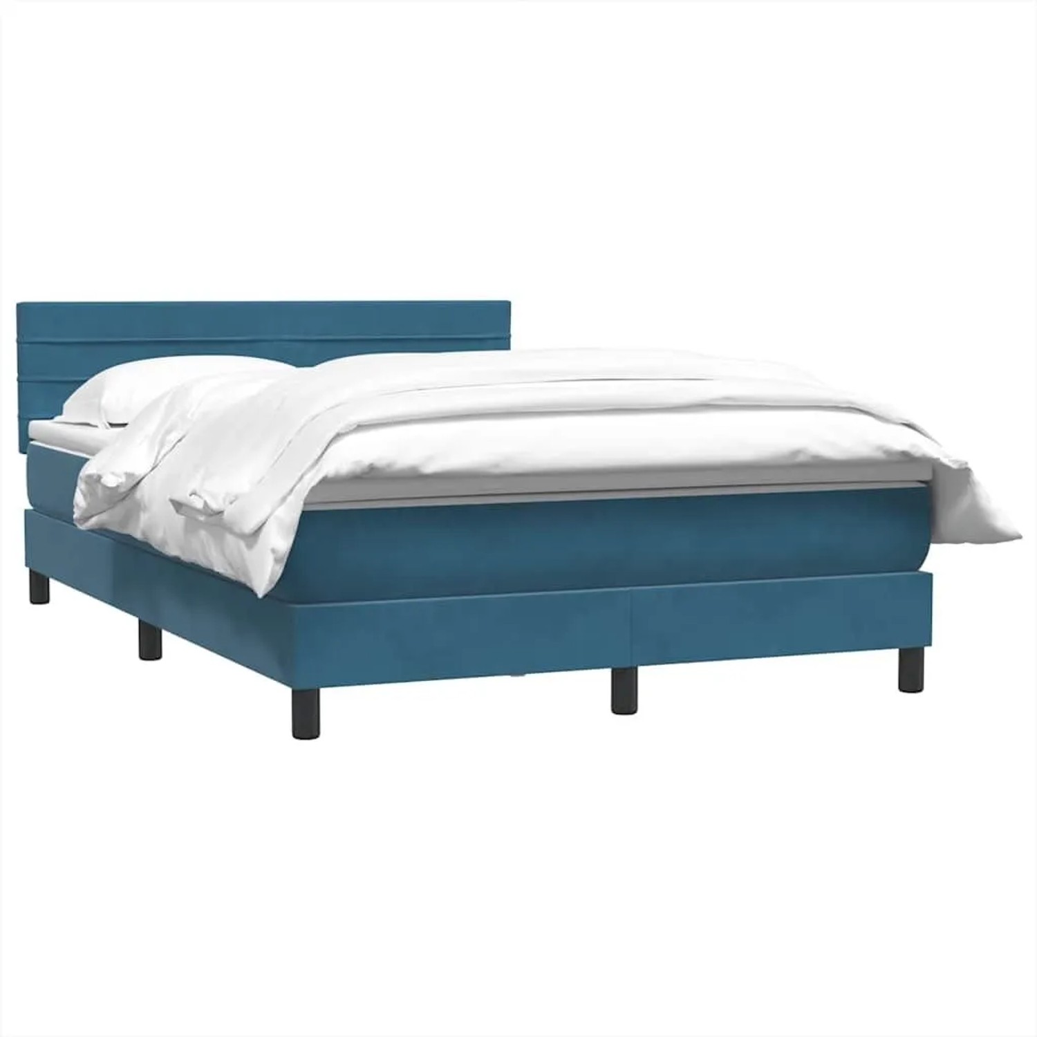 vidaXL Boxspringbett mit Matratze Dunkelblau 160x210 cm Samt 3316315 günstig online kaufen