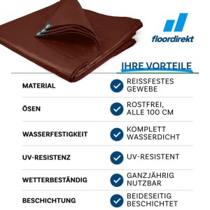 Braune Karat Abdeckplane 2x3m: Wasserdichte Schutzplane mit Ösen, ideal für Garten, Camping & mehr.