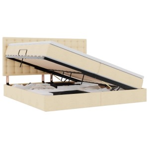 vidaXL Bett mit Stauraum und LED Creme 200 x 200 cm Polyester 3372568
