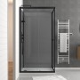 Aurlane Komplettdusche Grey Touch Rectangle, 110x80x215 cm, mit schwarzem Rahmen und grauen Glaswänden.
