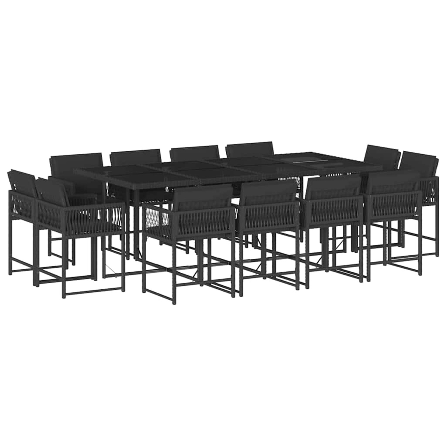 vidaXL 13-Tlg Garten-Essgruppe mit Kissen Schwarz Poly Rattan 3211579 günstig online kaufen