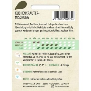 FRANKONIA Küchenkräuter-Mischung Basilikum Bohnenkraut Dill Kresse