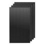 Vier schwarze Solakon 500W Full Black PV Module, N-Type Glas-Glas Solarpanel für Balkonkraftwerk & Dach.