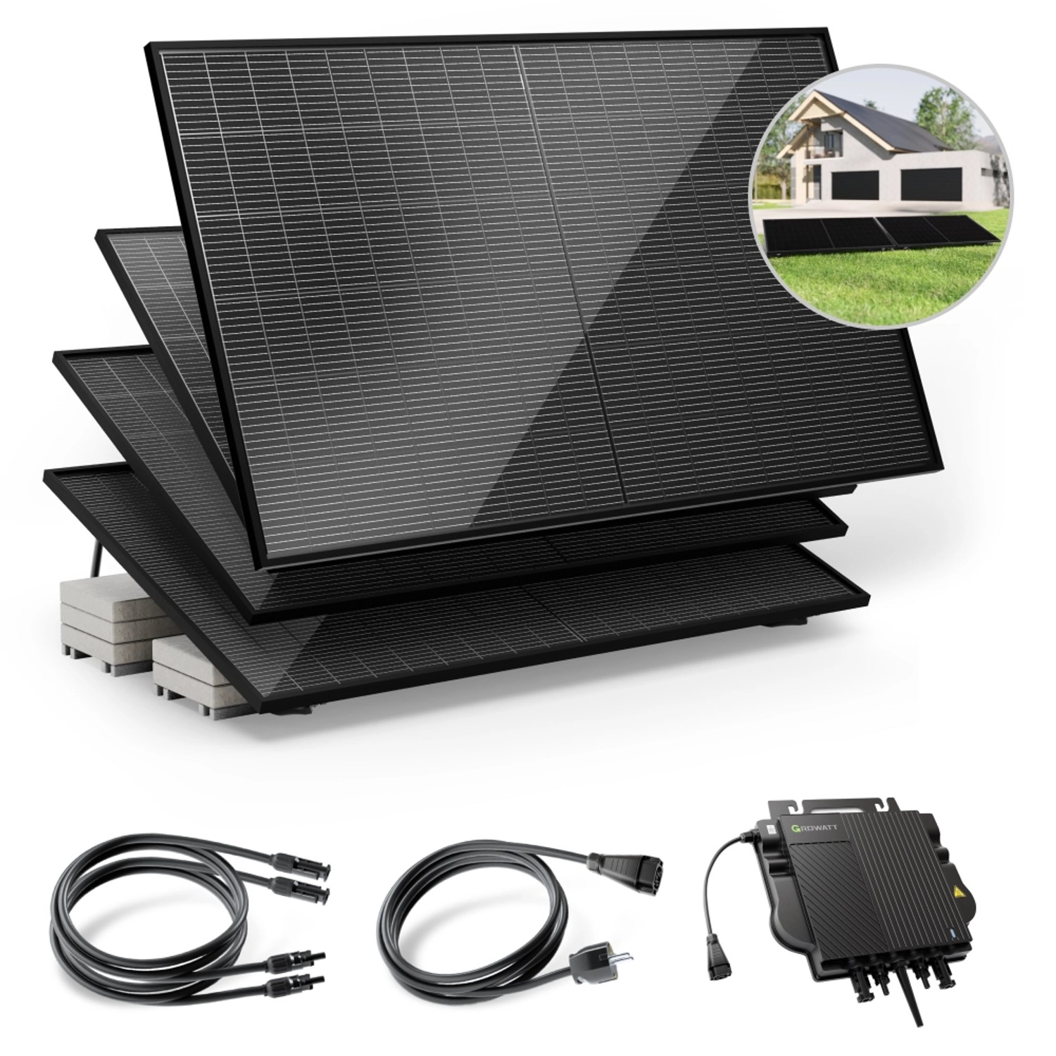 Solakon Balkonkraftwerk 2000W Solaranlage mit Gartenhalterung Steckerfertig günstig online kaufen