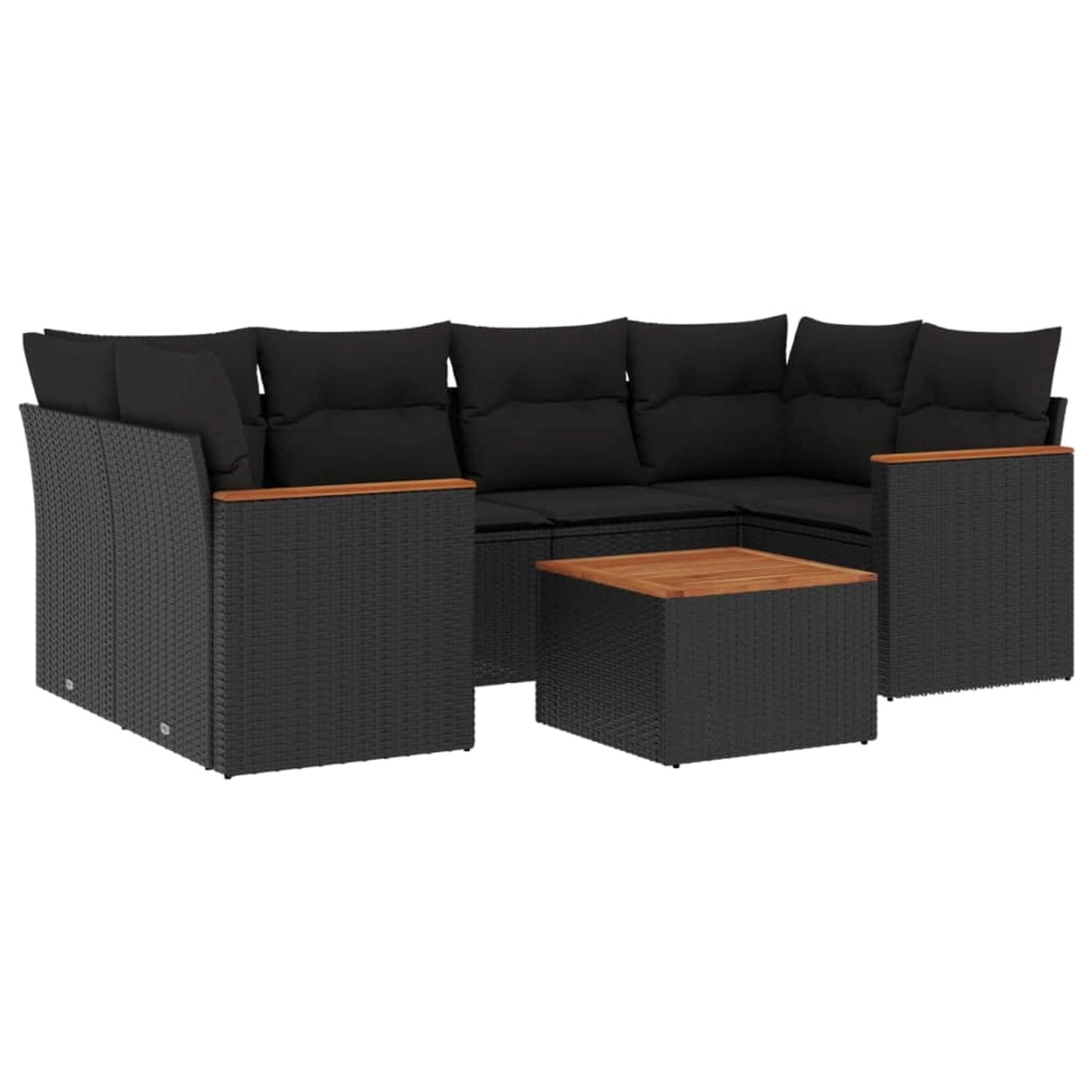 vidaXL 7-Tlg Garten-Sofagarnitur mit Kissen Schwarz Poly Rattan 3225796 günstig online kaufen