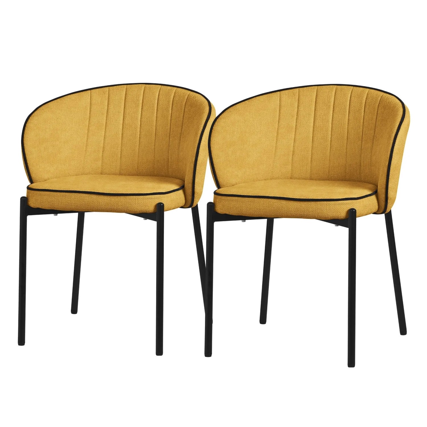 ML-Design Esszimmerstühle 2Er Set Senf mit Stoffbezug & Metallbeinen