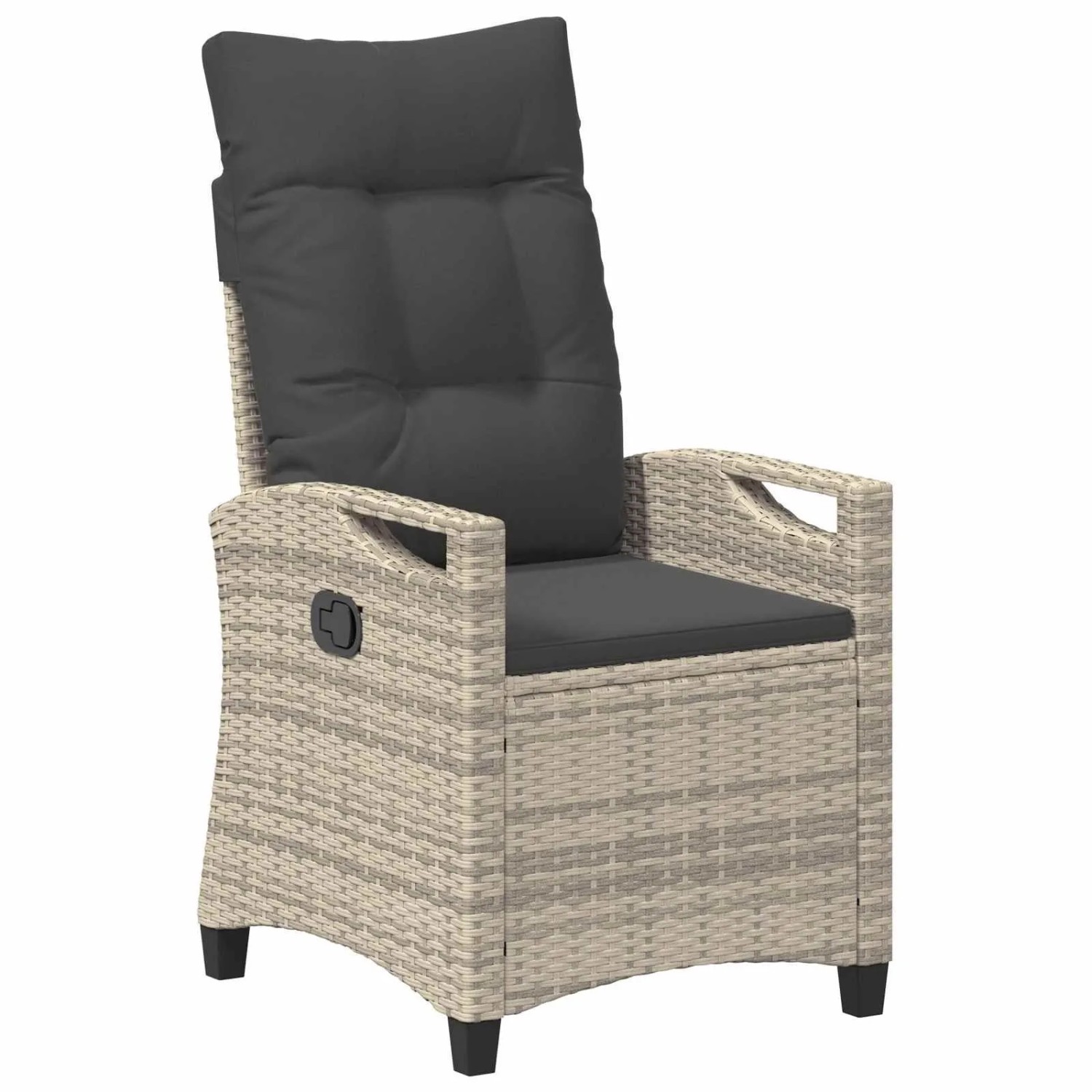 vidaXL Verstellbarer Gartenstuhl Hellgrau und Dunkelgrau Poly-Rattan 42026845