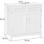 Weißer MCW Waschbeckenunterschrank A85 aus MDF/Bambus mit 2 Türen, Lamellendetail und Siphon-Aussparung.