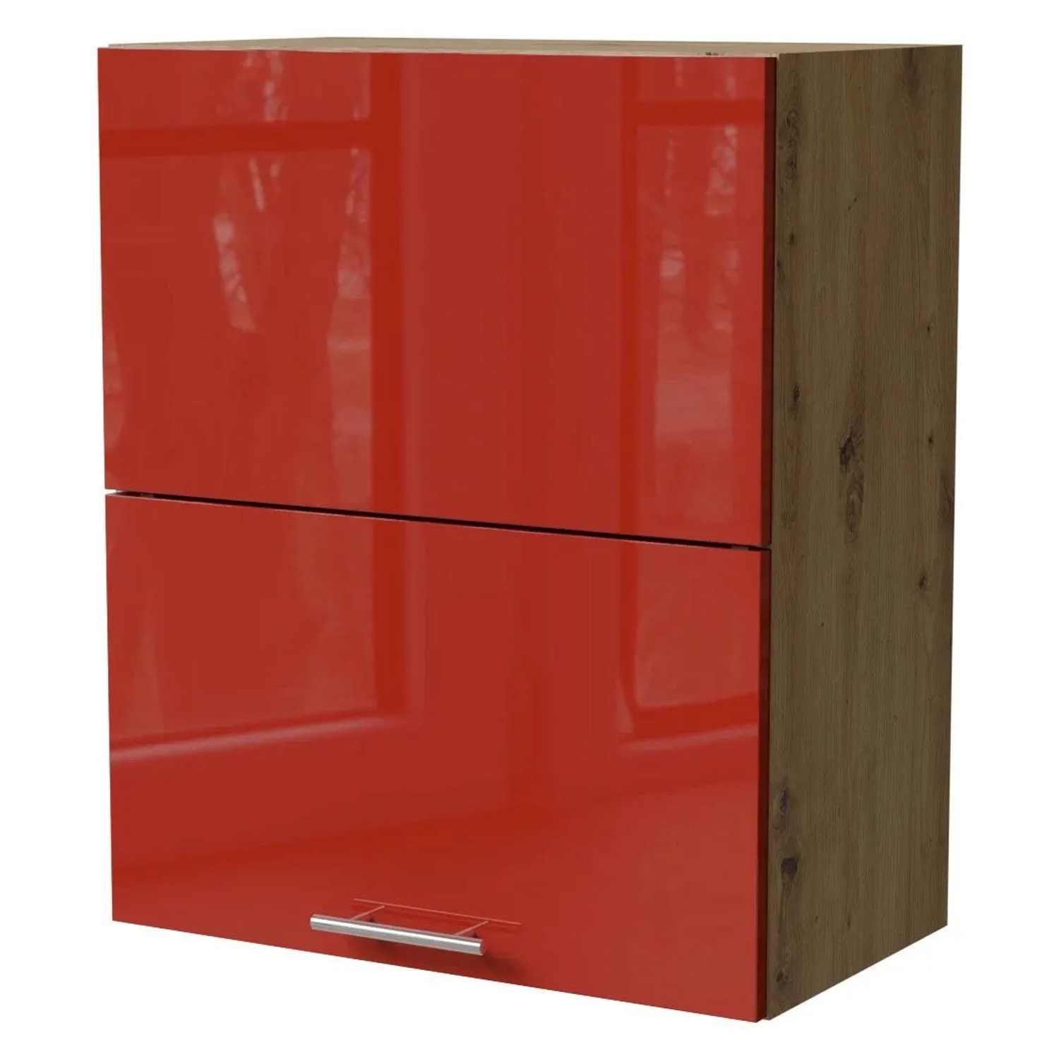 Feldmann-Wohnen Klapphängeschrank Brerra W8B/60-AV Eiche Artisan / RAL 3002 karminrot Hochglanz 60 / 32,5 / 72cm
