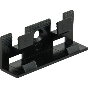 Schwarzer Befestigungsclip für Sockelleisten, Zubehör für Laminat & Parkett.