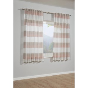 Bennetti Schal Altrosa, 140x175 cm, mit Streifen und Gardinenband vor Fenster.