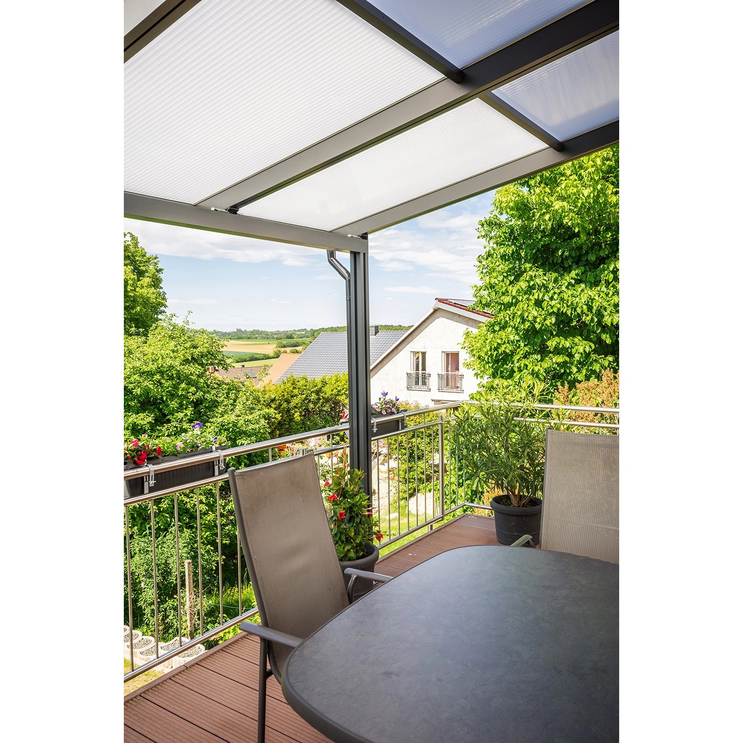 Gutta Terrassendach Prem. Anthrazit Stegpl PC Streifen Weiß 10.140 mm x 4.0 günstig online kaufen