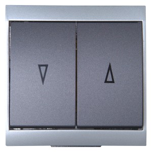 Kopp Jalousieschalter Malta Anthrazit, Schalter für Rollladensteuerung mit Pfeilsymbolen.