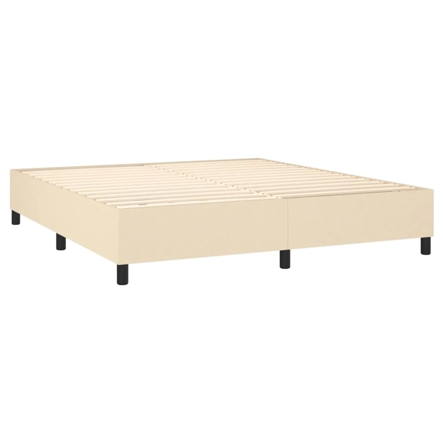 Cremefarbenes vidaXL Boxspringbett 180x200 cm mit Lattenrost und schwarzen Füßen.
