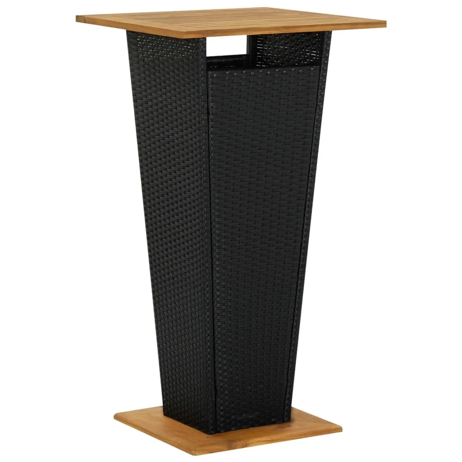 vidaXL Bartisch Schwarz 60x60x110 cm Poly Rattan und Massivholz Akazie 313463