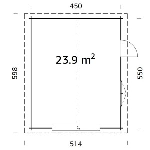 Grundriss Palmako Garage Roger, 450x550 cm, mit Sektionaltor, dunkelgrau-weiß, FSC®-zertifiziert.