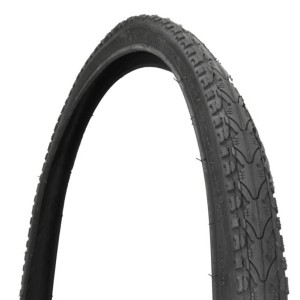 Schwarzer 28 Zoll Fischer Trekking Fahrradreifen, pannensicher, Profil sichtbar.