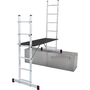 Krause Corda Leiter-Gerüst 2x6 Sprossen als Arbeitsbühne mit rutschfester Plattform.