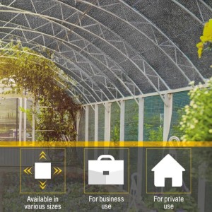 Anthrazit Sol Royal Schattiergewebe als Sichtschutz am Gewächshaus. Sonnenschutznetz für Garten, Balkon, Terrasse, in vielen Größen.