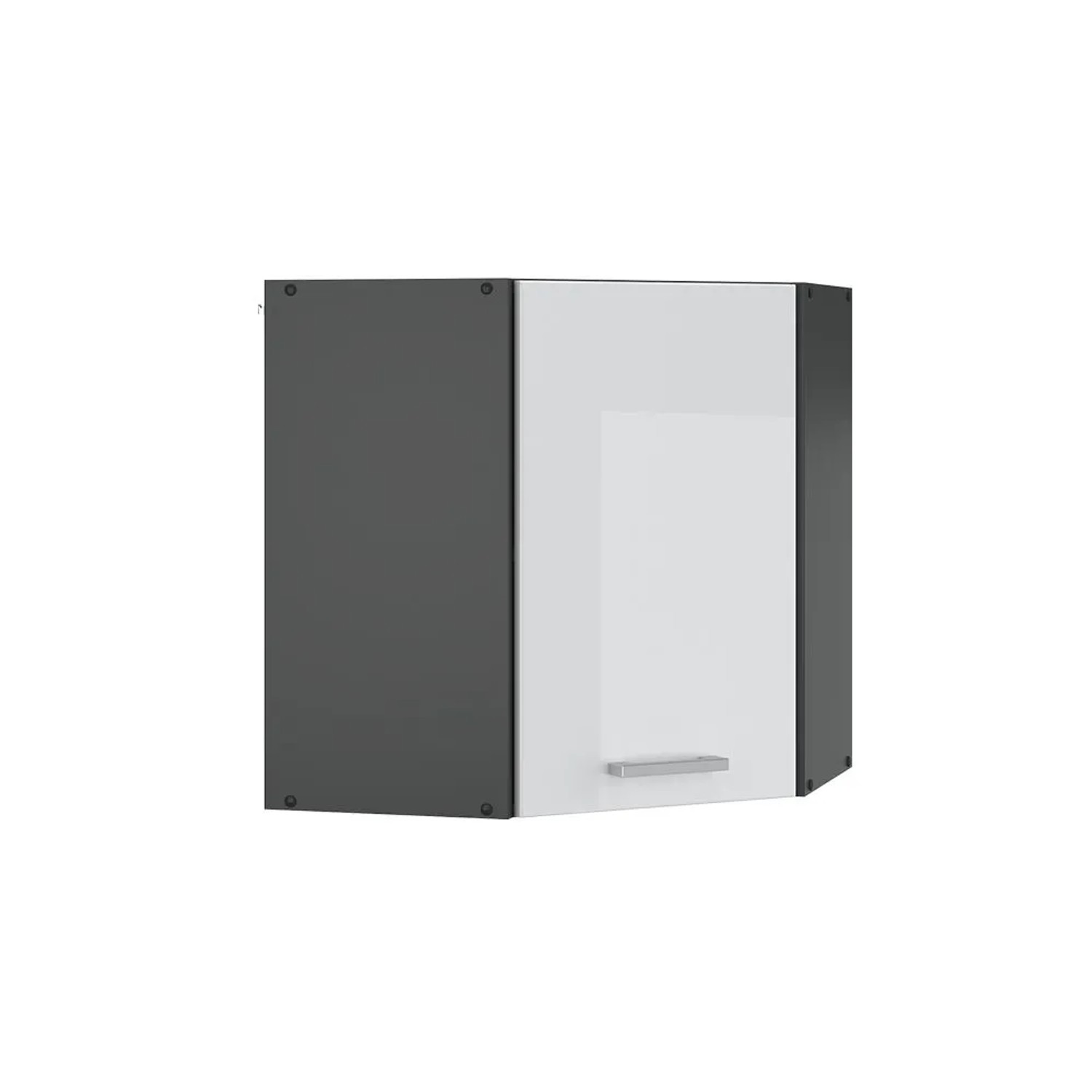 Vicco Eckhängeschrank R-Line Küchen-Eckschrank Weiß Hochglanz Anthrazit 57 cm